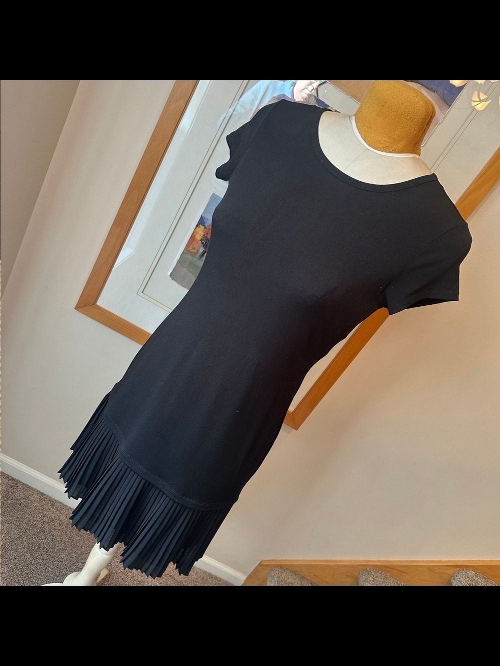 Michael Kors Black Dress with Pleated Hem